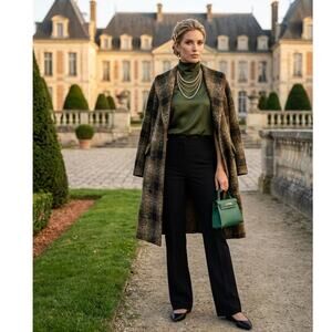 Vintage 1960s Wool Longline Coat nubby tweed texture X-Large Statement